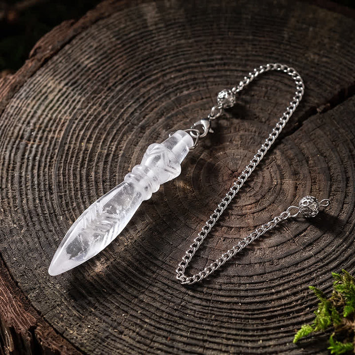 Olivenorma Crystal Carved Spear‑Tip Design Spiritual Symbol Pendulum - Clear Quartz - image 20