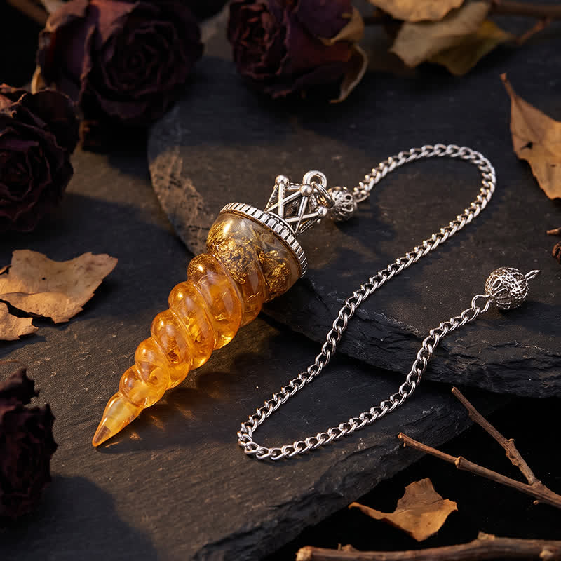 Olivenorma Crystal Chip Spiral Cone Design Energy Symbol Pendulum - Enhanced Citrine - image 15
