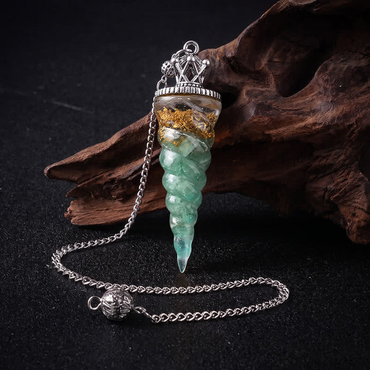 Olivenorma Crystal Chip Spiral Cone Design Energy Symbol Pendulum - Green Aventurine - image 17