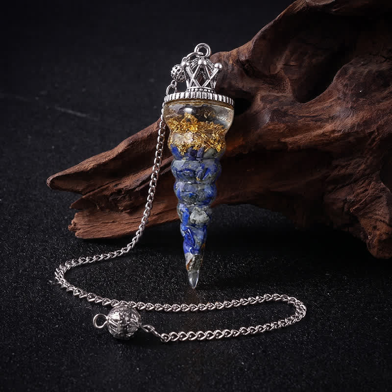 Olivenorma Crystal Chip Spiral Cone Design Energy Symbol Pendulum - Lapis Lazuli - image 20