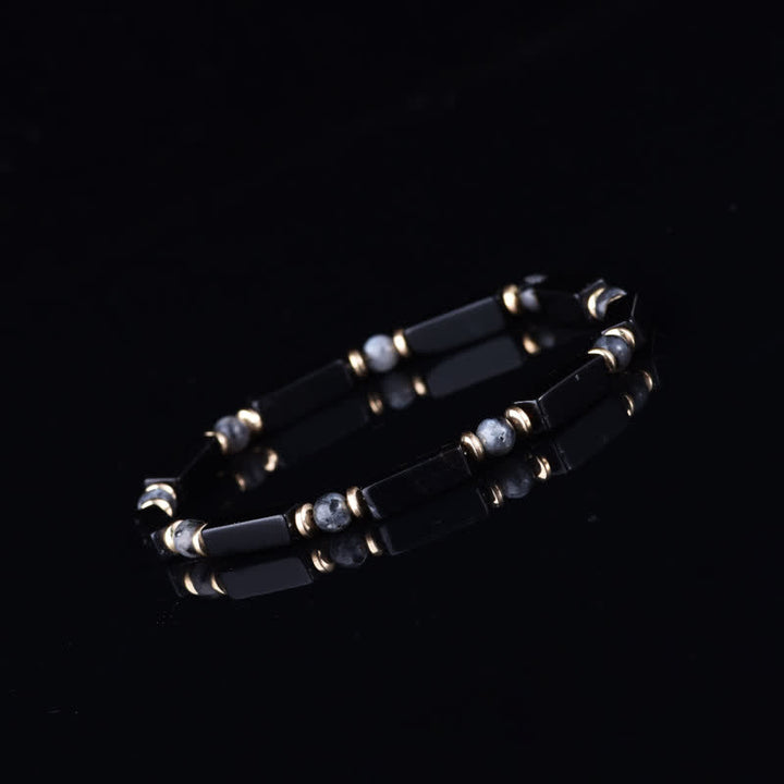 FREE Today: "Seize Opportunities" Black Onyx Labradorite Rectangular Beaded Natural Stone Healing Bracelet - image 2