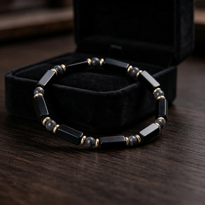 FREE Today: "Seize Opportunities" Black Onyx Labradorite Rectangular Beaded Natural Stone Healing Bracelet - image 3