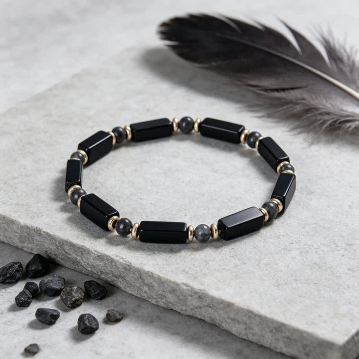 FREE Today: "Seize Opportunities" Black Onyx Labradorite Rectangular Beaded Natural Stone Healing Bracelet - image 1