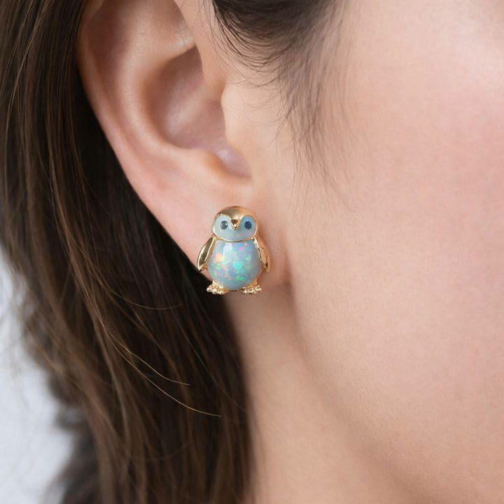 Olivenorma Tiny Frog Penguin Swan White Fire Opal Stud Animal Earrings Lover Gift - image 10