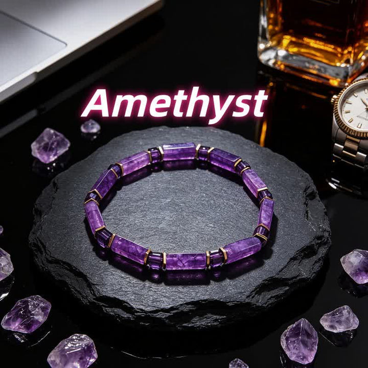 FREE Today: "Seize Opportunities" Black Onyx Labradorite Rectangular Beaded Natural Stone Healing Bracelet - Amethyst - image 29