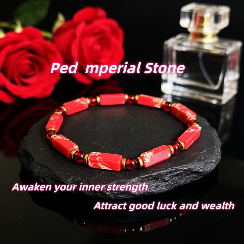 FREE Today: "Seize Opportunities" Black Onyx Labradorite Rectangular Beaded Natural Stone Healing Bracelet - Red mperial Stone - image 16