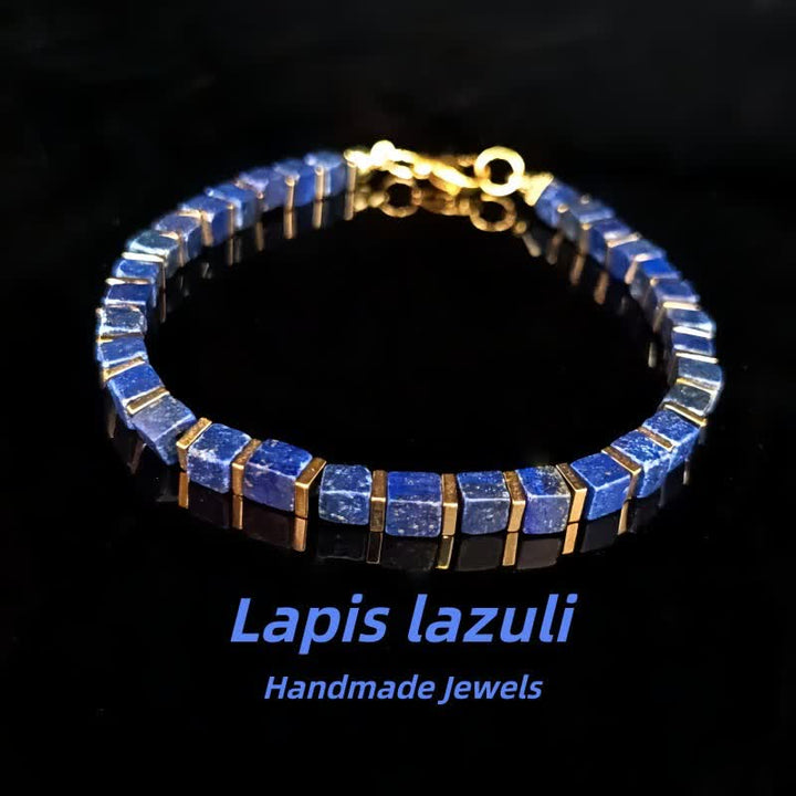FREE Today: "Seize Opportunities" Black Onyx Labradorite Rectangular Beaded Natural Stone Healing Bracelet - Lapis Lazuli - image 6