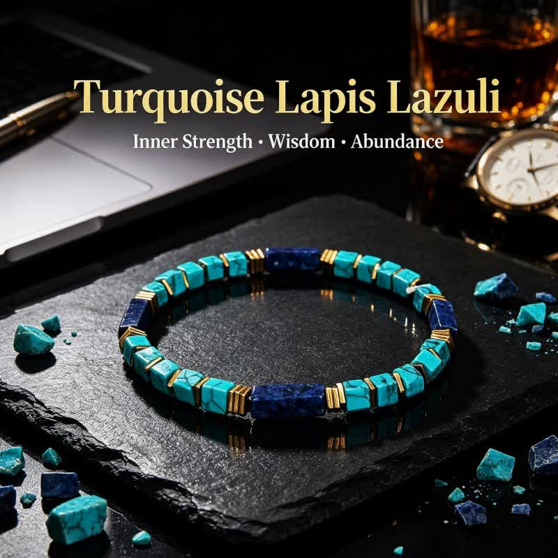 FREE Today: "Seize Opportunities" Black Onyx Labradorite Rectangular Beaded Natural Stone Healing Bracelet - Turquoise & Lapis Lazuli - image 22