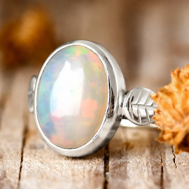 FREE Today: Boho Opal Stone Leaf Women Ring - US 13 - image 0