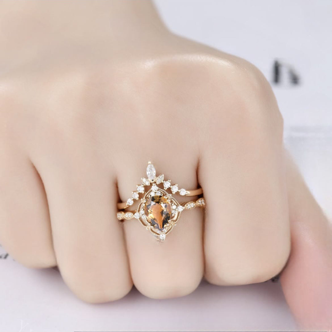 FREE Today: A Crown Designed for a Queen Oval Diamond 2Pcs Ring Set - image 11
