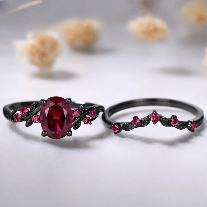 FREE Today: Nature Inspired Leaf Garnet Hesperides' Night Ring Set - image 3