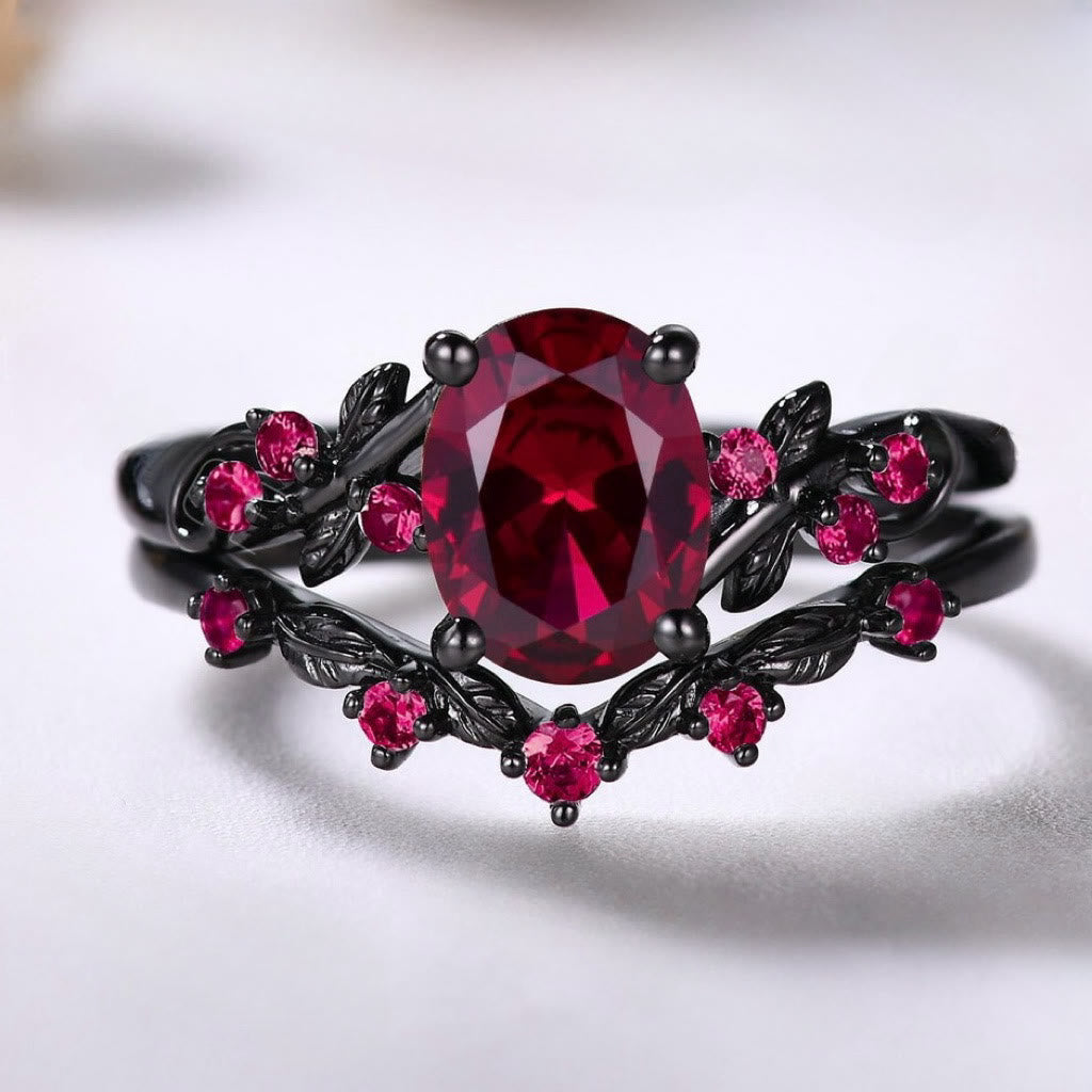FREE Today: Nature Inspired Leaf Garnet Hesperides' Night Ring Set - US 10 - image 0