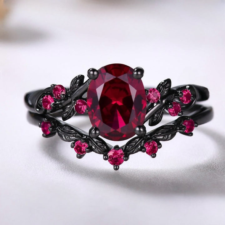 FREE Today: Nature Inspired Leaf Garnet Hesperides' Night Ring Set - US 10 - image 0