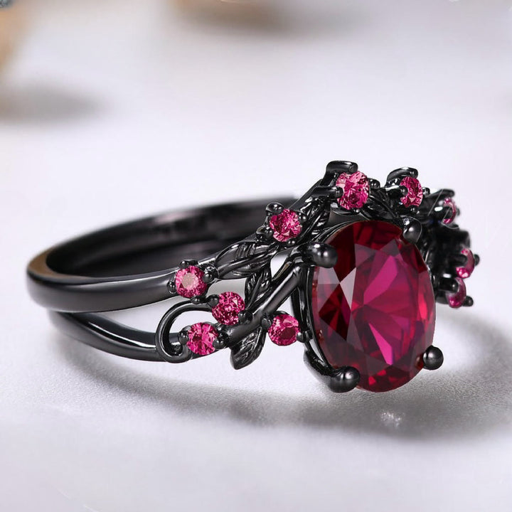 FREE Today: Nature Inspired Leaf Garnet Hesperides' Night Ring Set - image 5