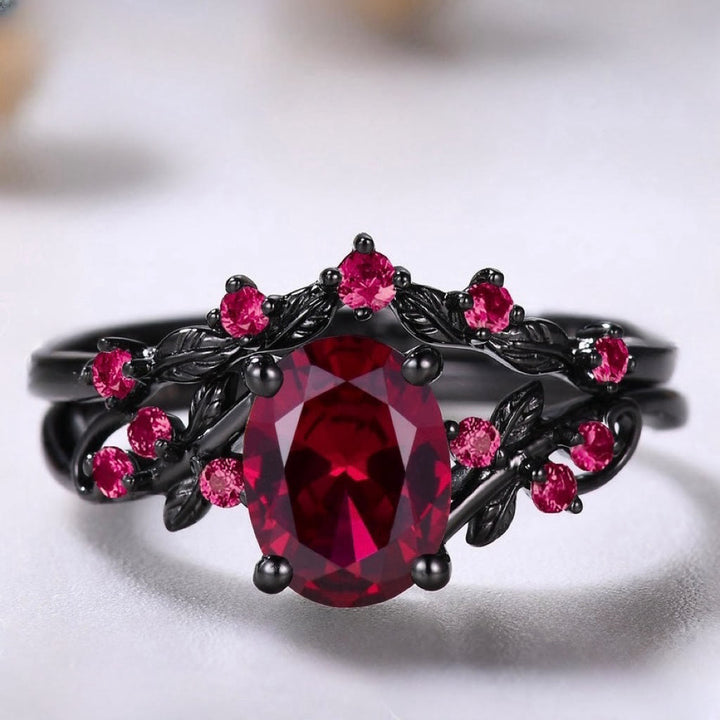 FREE Today: Nature Inspired Leaf Garnet Hesperides' Night Ring Set - image 4