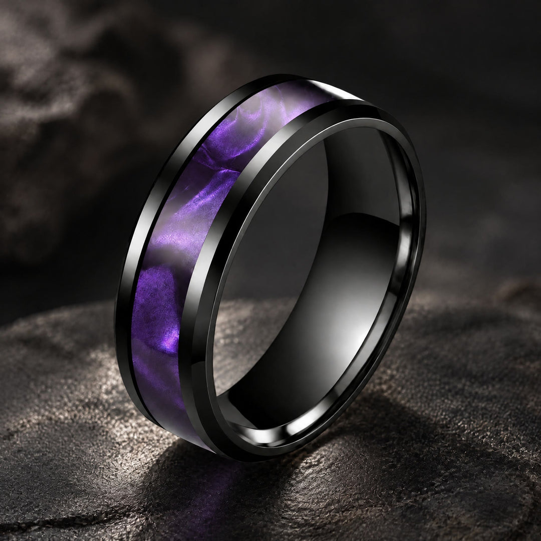 Promise Purple Pear Galaxy Blue Sandstone Couple's Rings - Men - US 10 - image 2