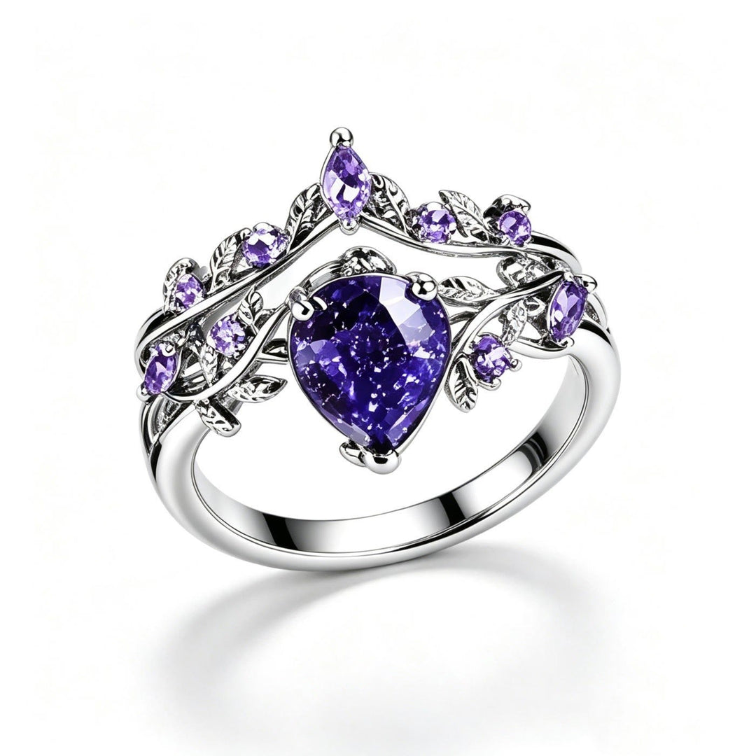 Promise Purple Pear Galaxy Blue Sandstone Couple's Rings - Women - US 10 - image 1
