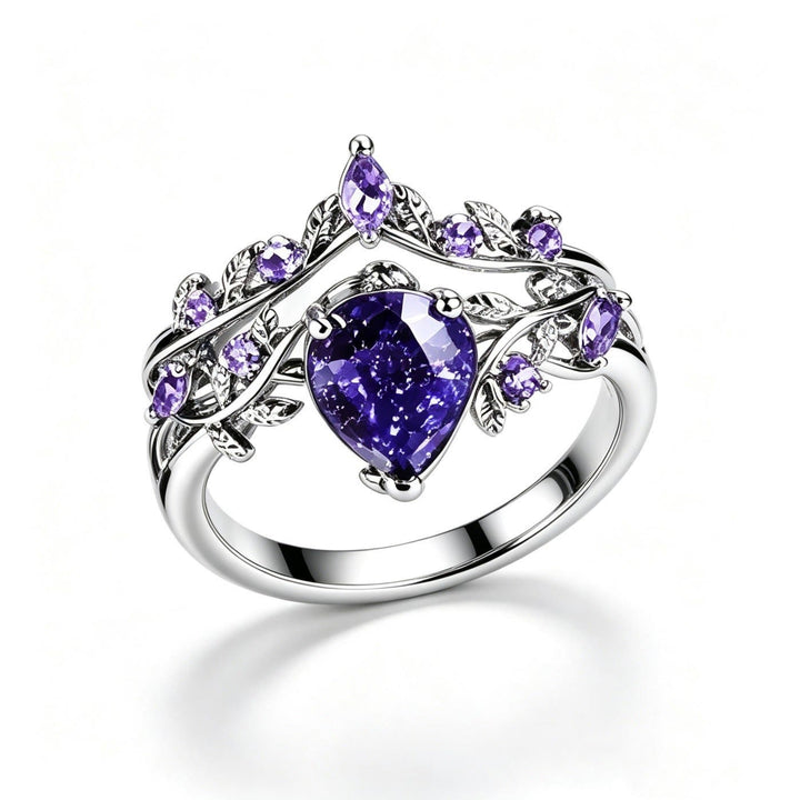 Promise Purple Pear Galaxy Blue Sandstone Couple's Rings - Women - US 10 - image 1