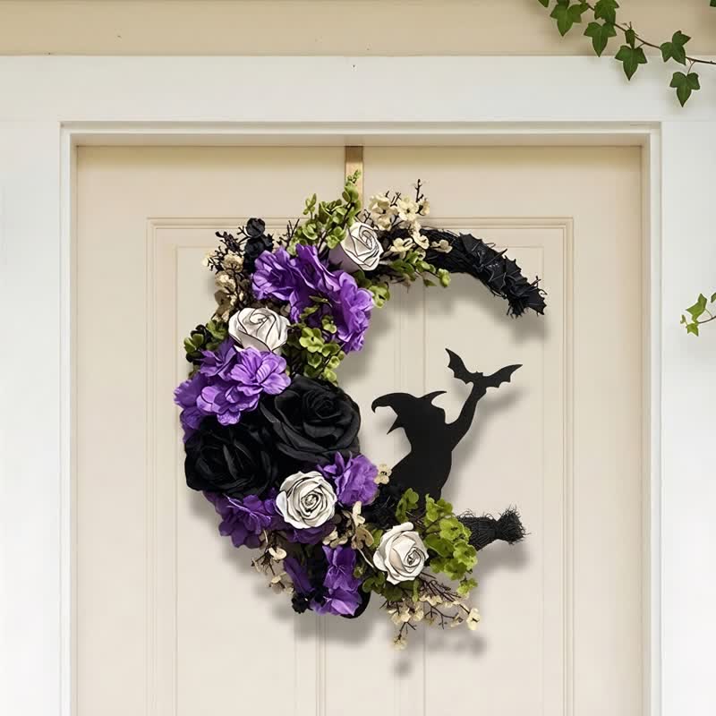 Olivenorma Straw Foam Silk Flower Halloween Witch Symbol Door Decoration - image 5
