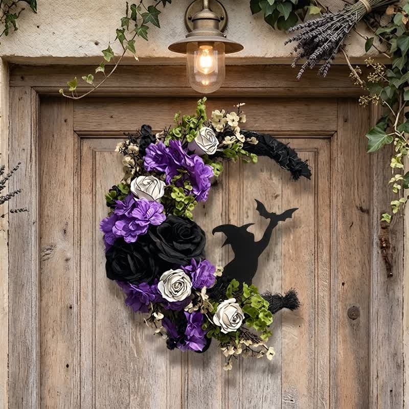 Olivenorma Straw Foam Silk Flower Halloween Witch Symbol Door Decoration - image 3