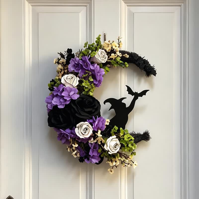 Olivenorma Straw Foam Silk Flower Halloween Witch Symbol Door Decoration - image 4
