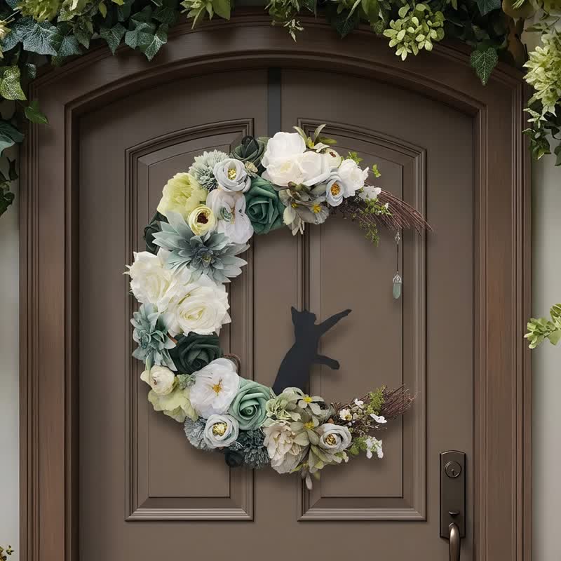 Olivenorma Plastic Foam Straw Nonwoven Flannel Silk Flower Peace Healing Symbol Door Decoration - Without Led Light - image 0