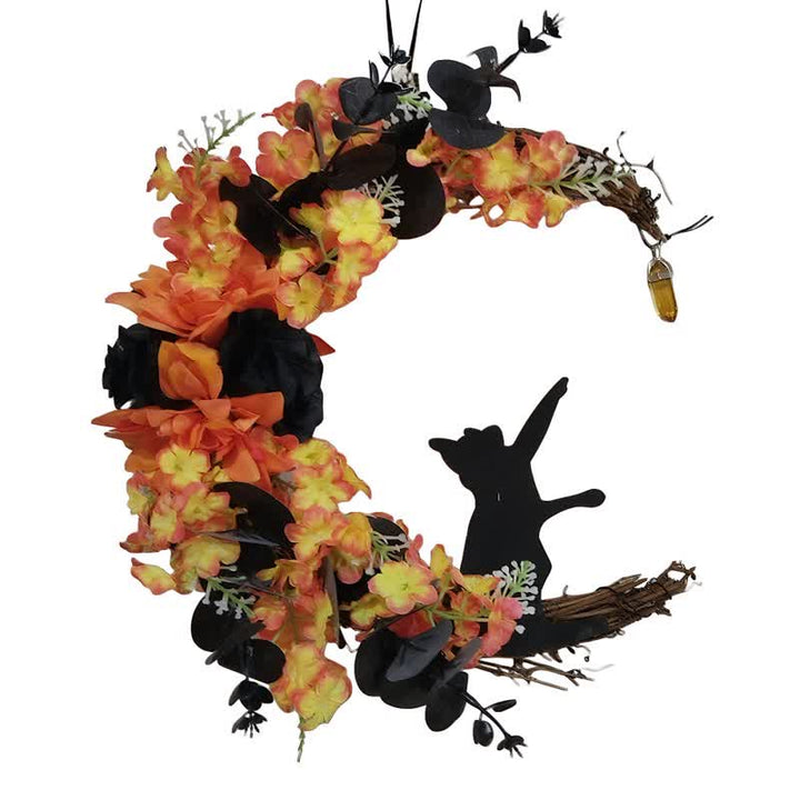 Olivenorma Plastic Dried Twigs Wood Cutout Cat Wreath Mysterious Protection Symbol Door Decoration - image 3
