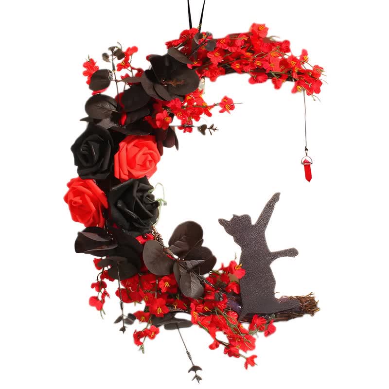 Olivenorma Plastic Dried Twigs Wood Cutout Cat Wreath Mysterious Protection Symbol Door Decoration - image 11