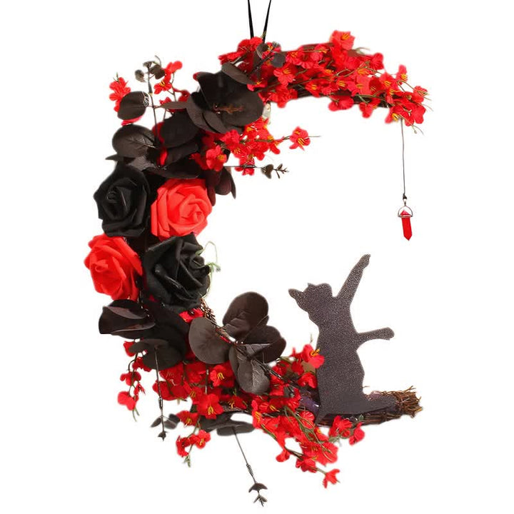 Olivenorma Plastic Dried Twigs Wood Cutout Cat Wreath Mysterious Protection Symbol Door Decoration - image 11