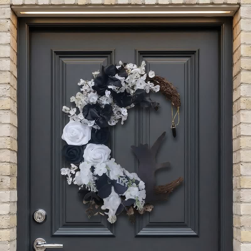 Olivenorma Plastic Dried Twigs Wood Cutout Cat Wreath Mysterious Protection Symbol Door Decoration - image 6