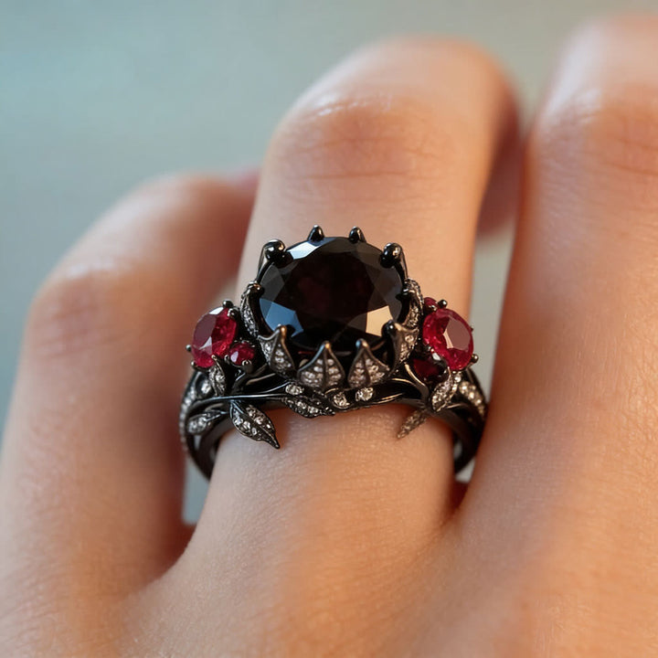 FREE Today: Gothic Black Gold Red Stone Rose Thorn Vine Ring - image 1
