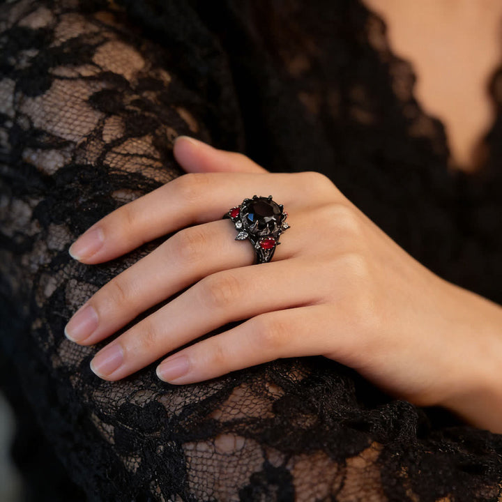 FREE Today: Gothic Black Gold Red Stone Rose Thorn Vine Ring - image 2