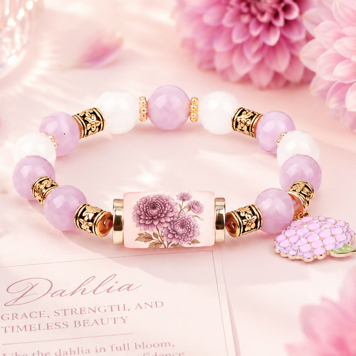FREE Today: Handmade Bohemian Natural Stone Birth Flower Beaded Bracelet for Women - November Dahlia - image 17
