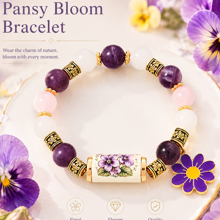 FREE Today: Handmade Bohemian Natural Stone Birth Flower Beaded Bracelet for Women - February Violet - image 2