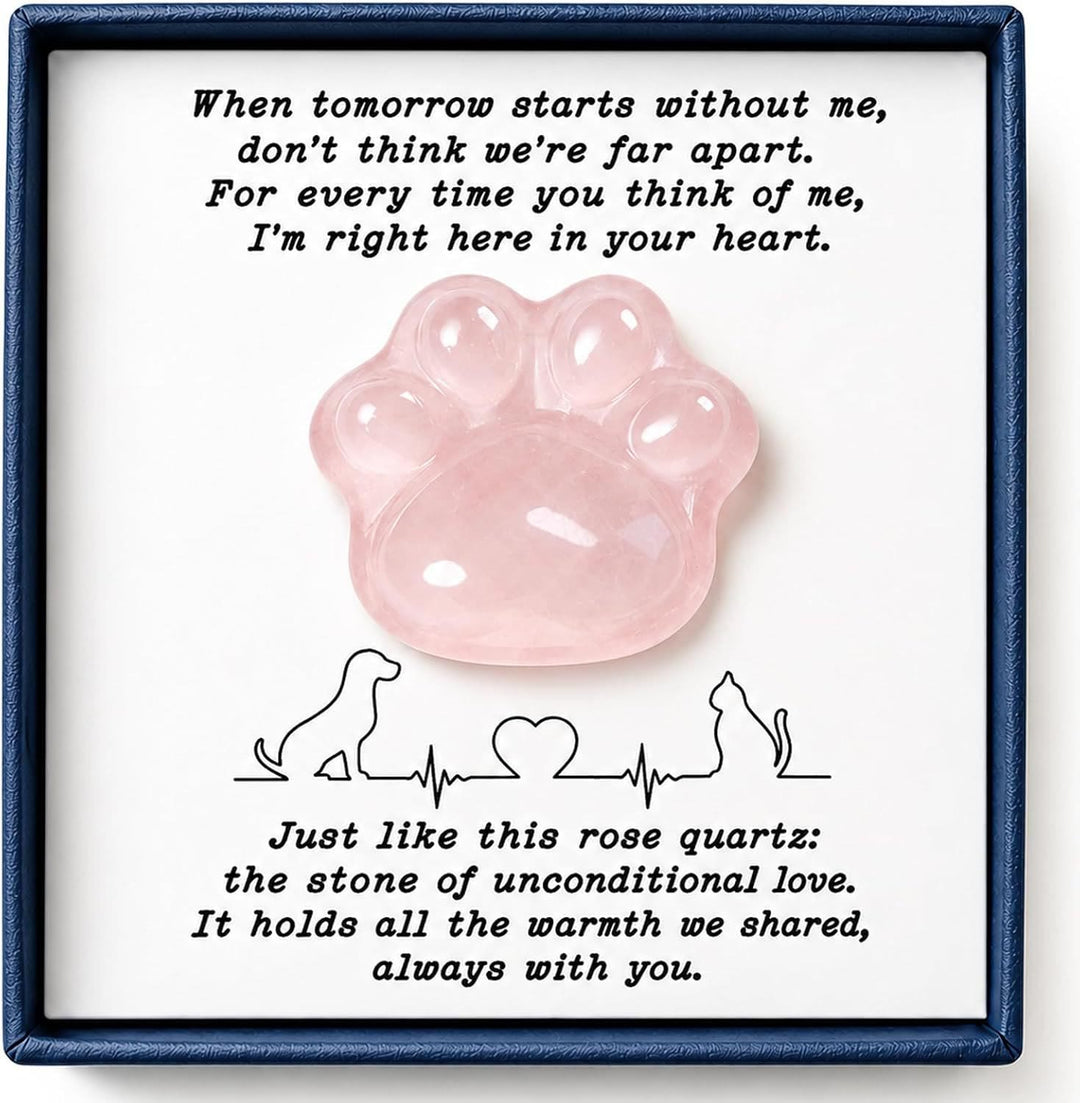 FREE Today: Healing Crystal Dog Cat Paw Memorial Gift-Rainbow Bridge Pet Loss Keepsake with Sympathy Card Bereavement Gift - Rose Quartz - Card Style 2 - image 6