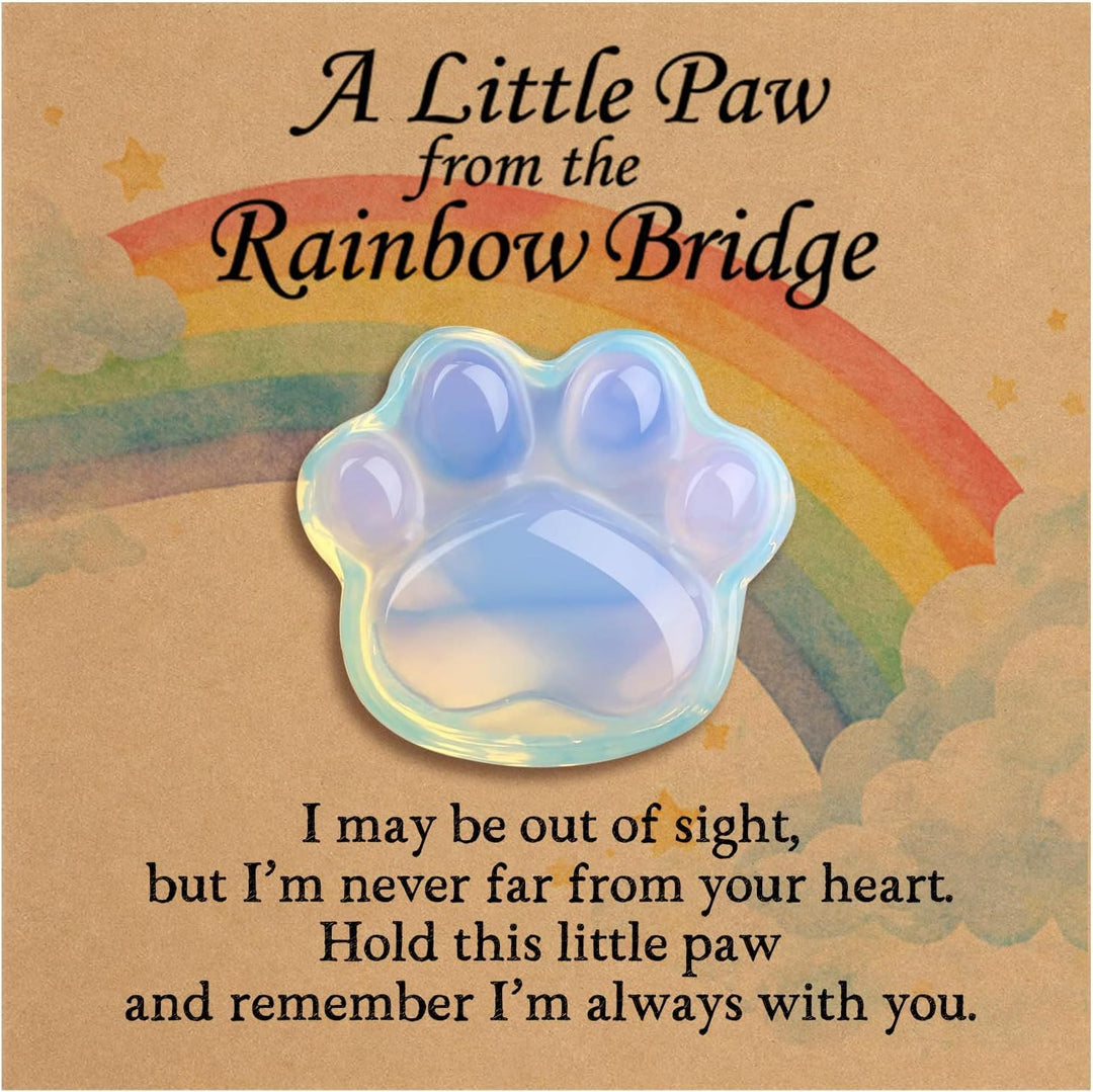 FREE Today: Healing Crystal Dog Cat Paw Memorial Gift-Rainbow Bridge Pet Loss Keepsake with Sympathy Card Bereavement Gift - Opalite - Card Style 1 - image 0