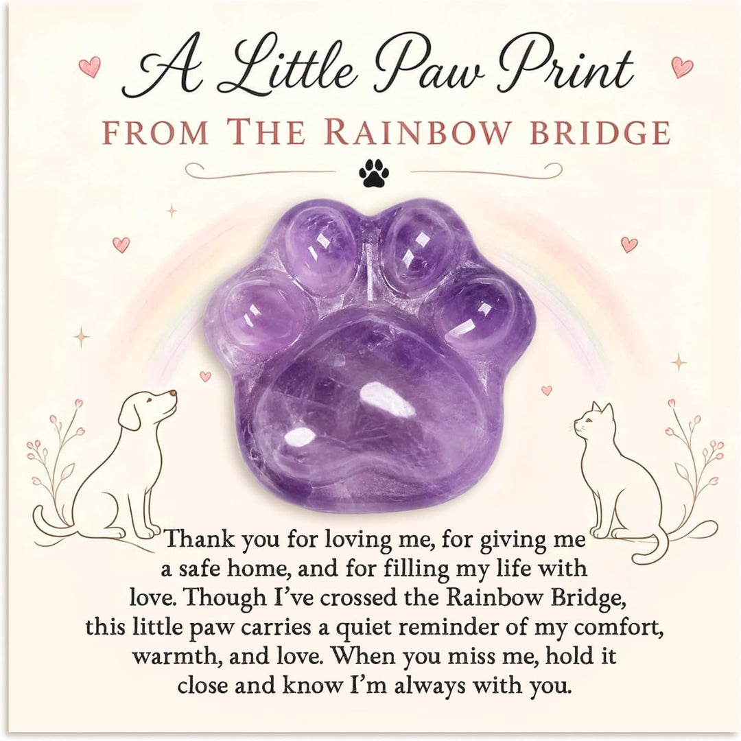 FREE Today: Healing Crystal Dog Cat Paw Memorial Gift-Rainbow Bridge Pet Loss Keepsake with Sympathy Card Bereavement Gift - Amethyst - Card Style 2 - image 13