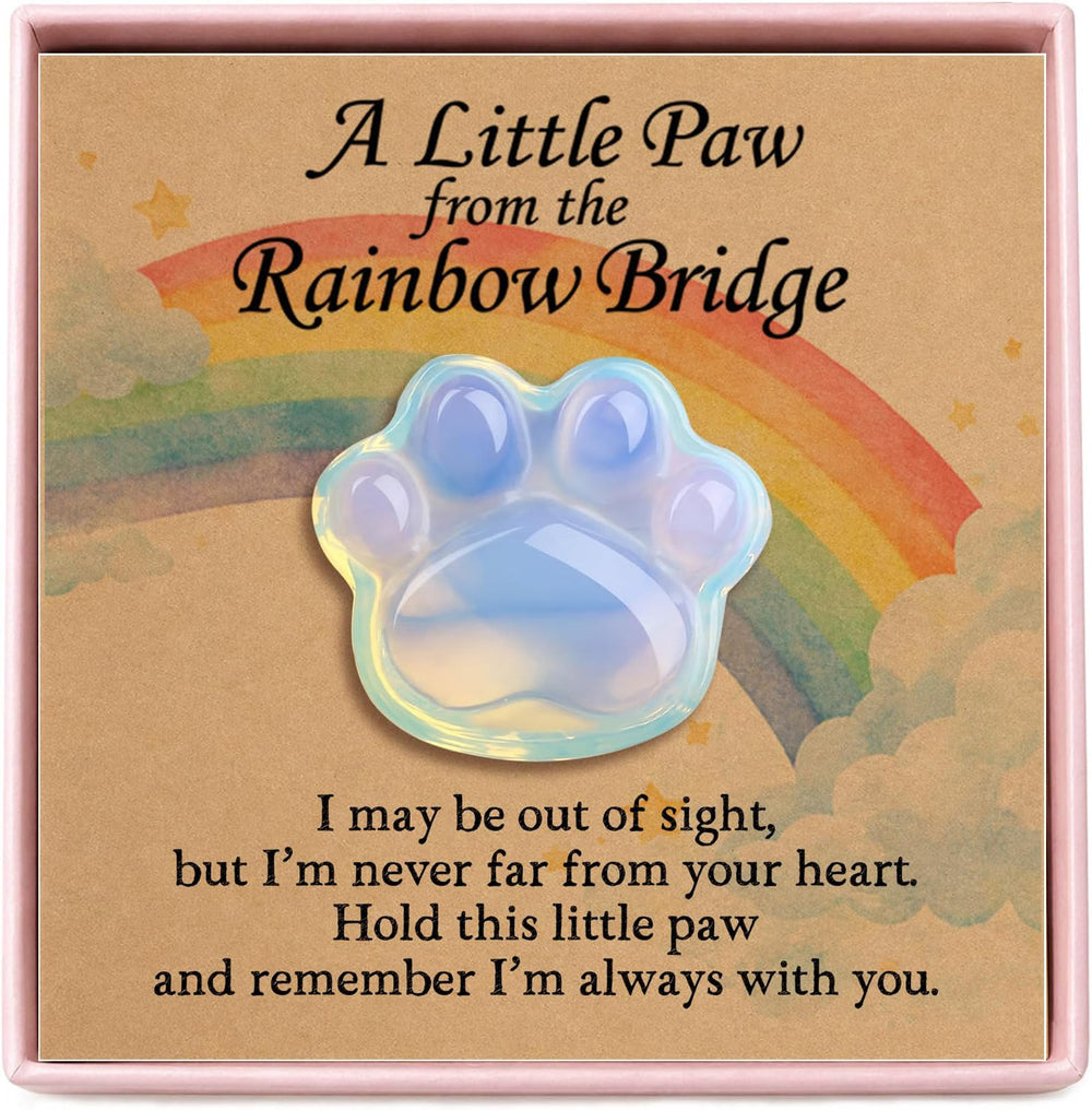 FREE Today: Healing Crystal Dog Cat Paw Memorial Gift-Rainbow Bridge Pet Loss Keepsake with Sympathy Card Bereavement Gift - image 1