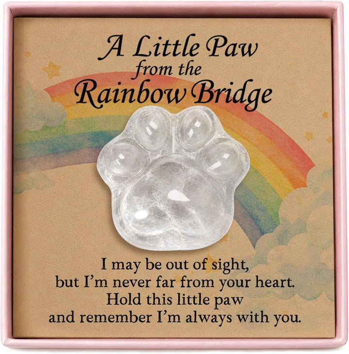 FREE Today: Healing Crystal Dog Cat Paw Memorial Gift-Rainbow Bridge Pet Loss Keepsake with Sympathy Card Bereavement Gift - Clear Quartz - Card Style 1 - image 15