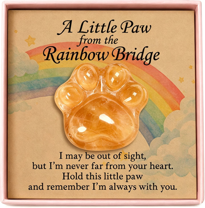 FREE Today: Healing Crystal Dog Cat Paw Memorial Gift-Rainbow Bridge Pet Loss Keepsake with Sympathy Card Bereavement Gift - Yellow Jade - Card Style 1 - image 22