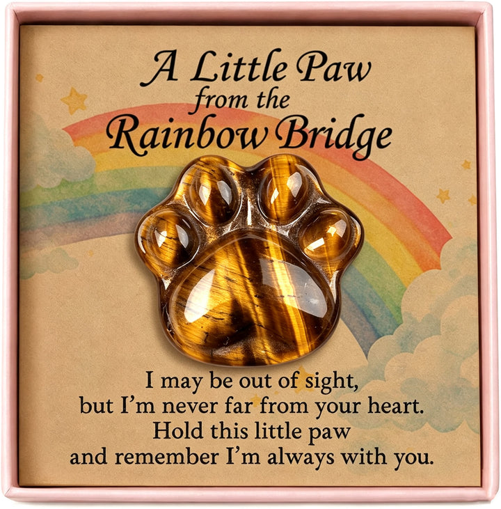 FREE Today: Healing Crystal Dog Cat Paw Memorial Gift-Rainbow Bridge Pet Loss Keepsake with Sympathy Card Bereavement Gift - Tiger Eye - Card Style 1 - image 30