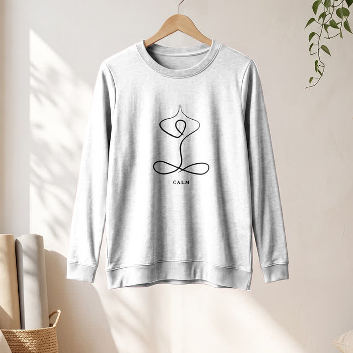 Olivenorma Cotton Blend Breath & Calm Line Art Print Women's Long Sleeve Shirt - image 7