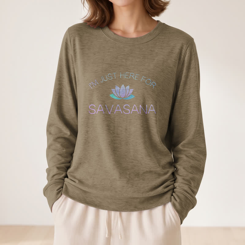 Olivenorma Soft Cotton Blend I'm Just Here For Savasana Lotus Print Women's Long Sleeve Shirt - image 26