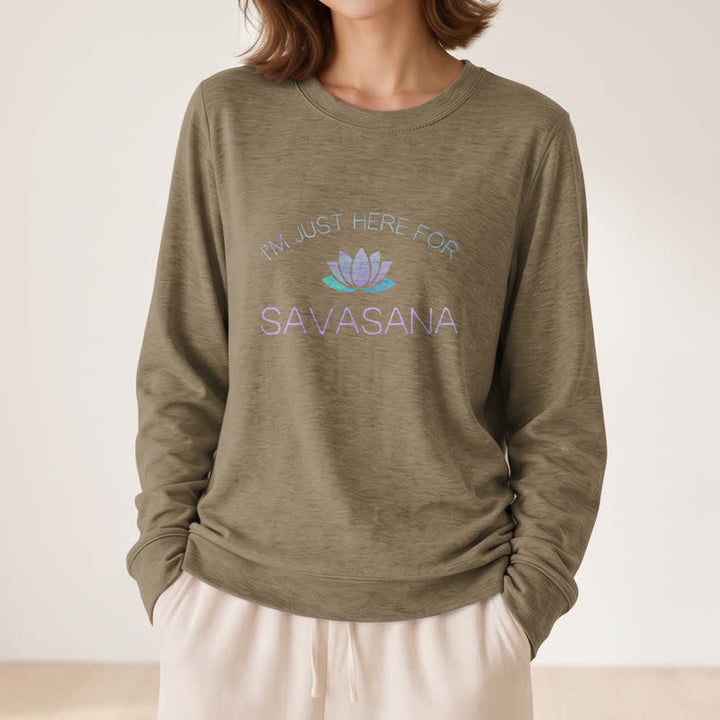 Olivenorma Soft Cotton Blend I'm Just Here For Savasana Lotus Print Women's Long Sleeve Shirt - image 26