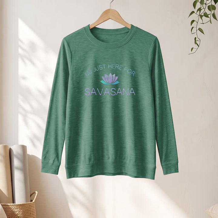 Olivenorma Soft Cotton Blend I'm Just Here For Savasana Lotus Print Women's Long Sleeve Shirt - image 1