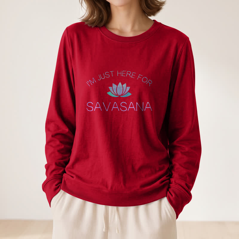 Olivenorma Soft Cotton Blend I'm Just Here For Savasana Lotus Print Women's Long Sleeve Shirt - image 32