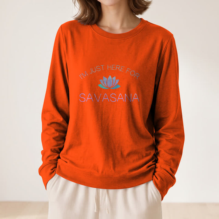 Olivenorma Soft Cotton Blend I'm Just Here For Savasana Lotus Print Women's Long Sleeve Shirt - image 29