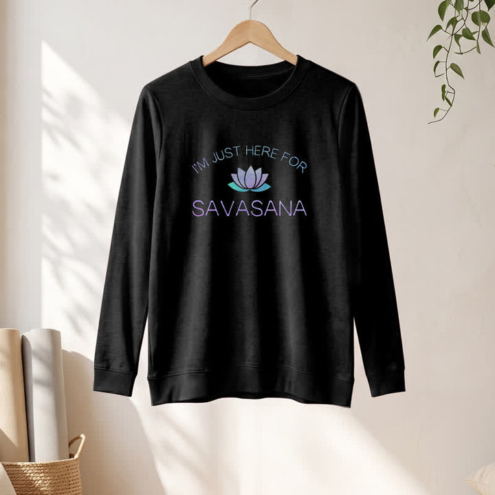 Olivenorma Soft Cotton Blend I'm Just Here For Savasana Lotus Print Women's Long Sleeve Shirt - image 7