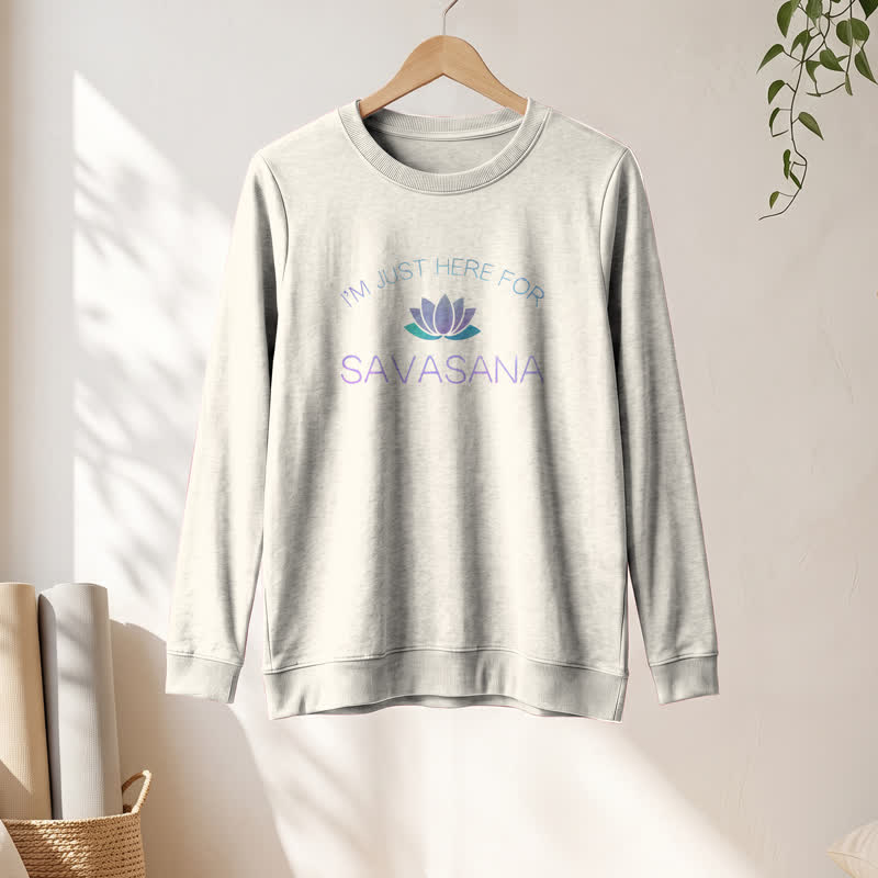 Olivenorma Soft Cotton Blend I'm Just Here For Savasana Lotus Print Women's Long Sleeve Shirt - image 13