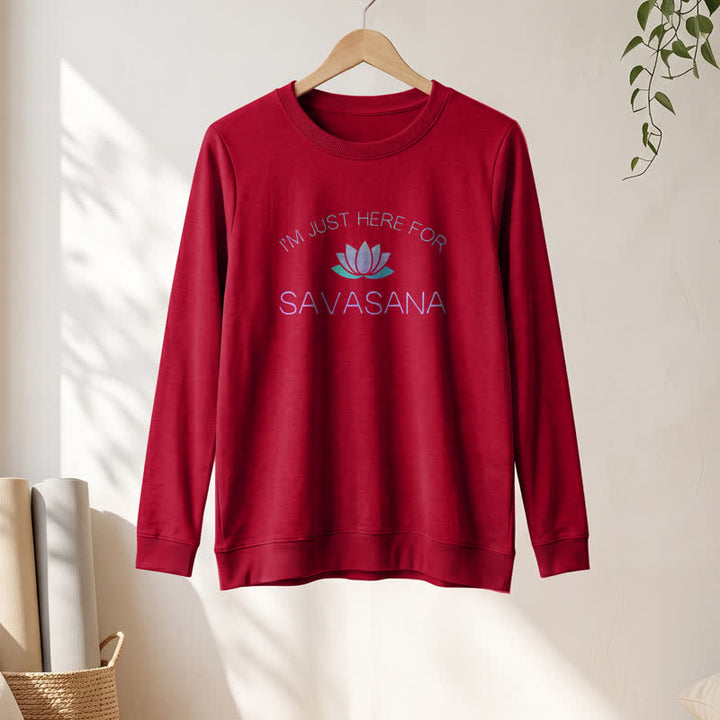 Olivenorma Soft Cotton Blend I'm Just Here For Savasana Lotus Print Women's Long Sleeve Shirt - image 31